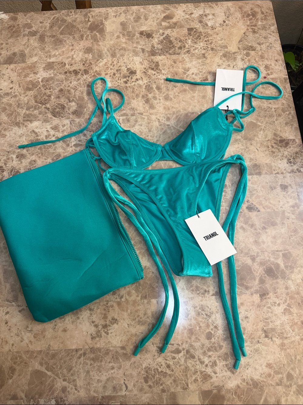 triangl swimwear Teal String Bikini Set